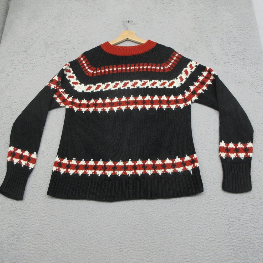 Vtg 70s Sigallo Sweater Mens L Black Red Fair Isle Knit Nordic Ski Lodge Retro
